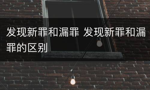 发现新罪和漏罪 发现新罪和漏罪的区别