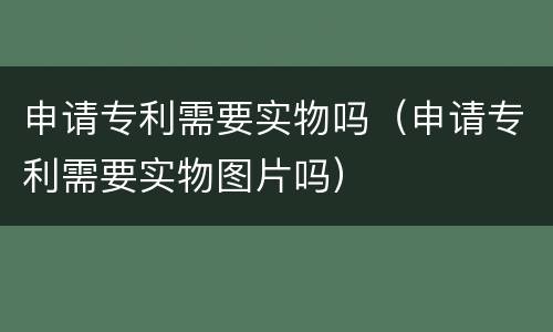 申请专利需要实物吗（申请专利需要实物图片吗）