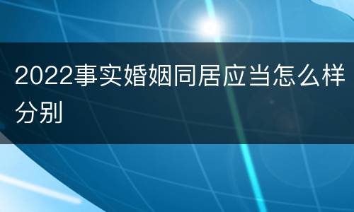 2022事实婚姻同居应当怎么样分别