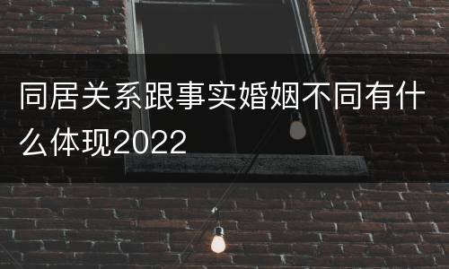 同居关系跟事实婚姻不同有什么体现2022