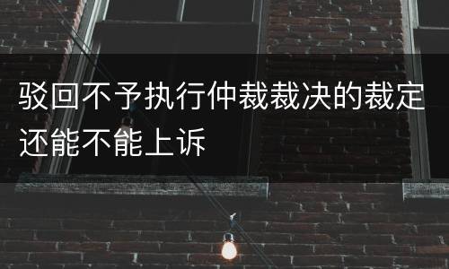 驳回不予执行仲裁裁决的裁定还能不能上诉