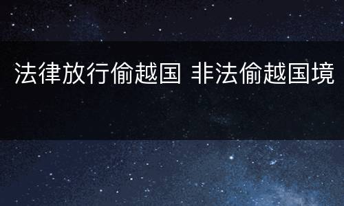 法律放行偷越国 非法偷越国境