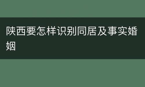 陕西要怎样识别同居及事实婚姻