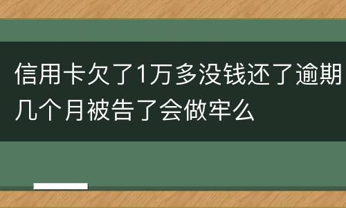 信用卡欠了1万多没钱还了逾期几个月被告了会做牢么