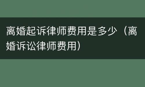 离婚起诉律师费用是多少（离婚诉讼律师费用）
