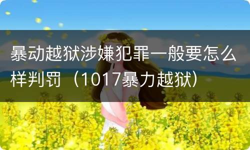 暴动越狱涉嫌犯罪一般要怎么样判罚（1017暴力越狱）