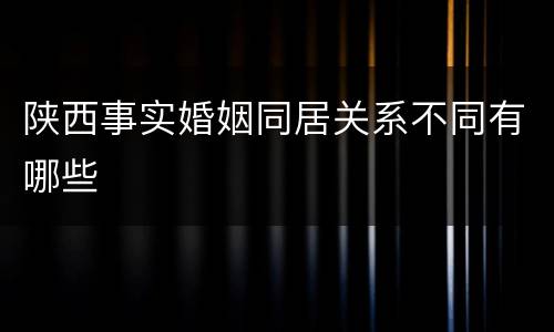 陕西事实婚姻同居关系不同有哪些