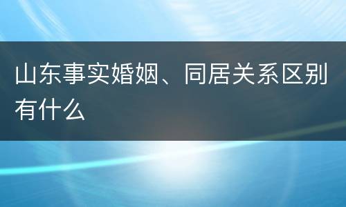 山东事实婚姻、同居关系区别有什么