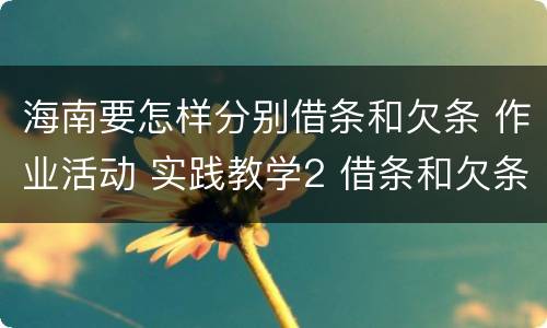 海南要怎样分别借条和欠条 作业活动 实践教学2 借条和欠条的主要区别是什么?
