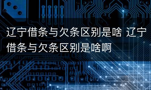 辽宁借条与欠条区别是啥 辽宁借条与欠条区别是啥啊