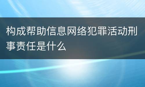 构成帮助信息网络犯罪活动刑事责任是什么