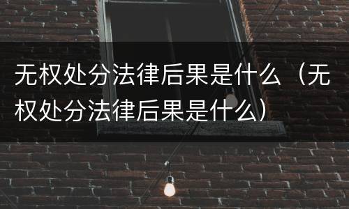 无权处分法律后果是什么（无权处分法律后果是什么）