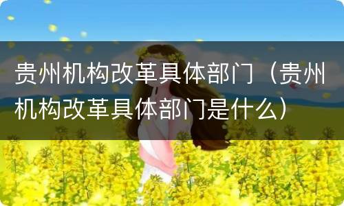 贵州机构改革具体部门（贵州机构改革具体部门是什么）