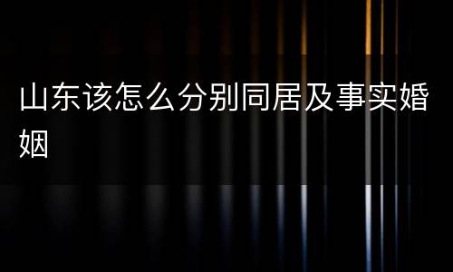 山东该怎么分别同居及事实婚姻