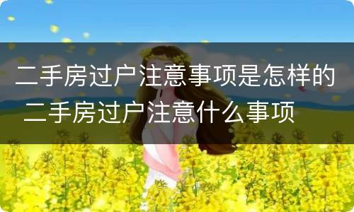 二手房过户注意事项是怎样的 二手房过户注意什么事项