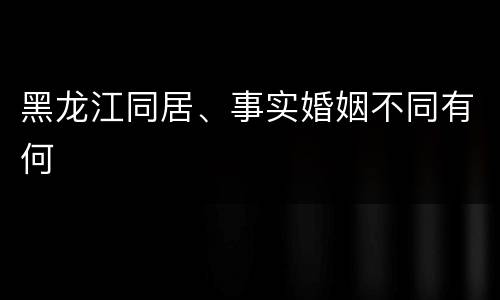 黑龙江同居、事实婚姻不同有何