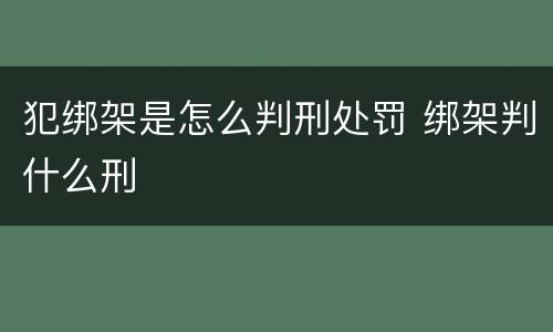 犯绑架是怎么判刑处罚 绑架判什么刑