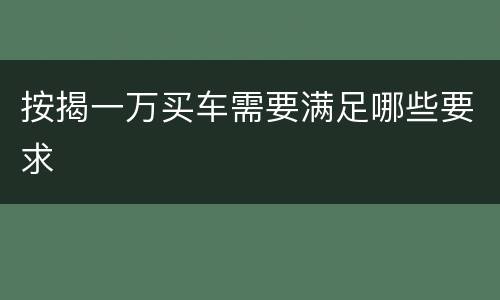 按揭一万买车需要满足哪些要求