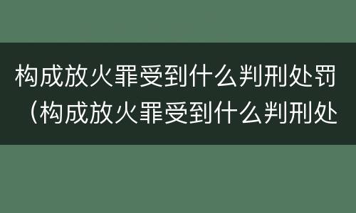构成放火罪受到什么判刑处罚（构成放火罪受到什么判刑处罚）