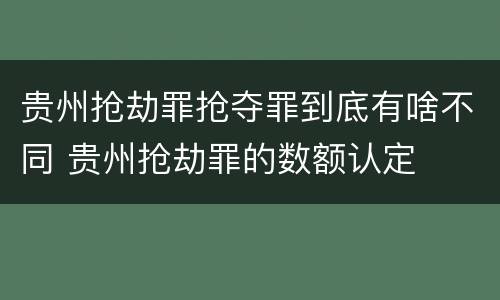 贵州抢劫罪抢夺罪到底有啥不同 贵州抢劫罪的数额认定