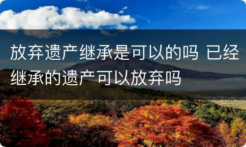 放弃遗产继承是可以的吗 已经继承的遗产可以放弃吗