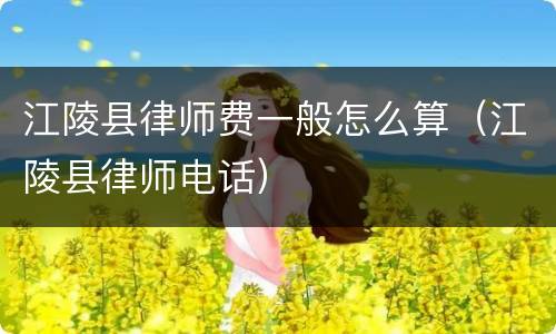 江陵县律师费一般怎么算（江陵县律师电话）