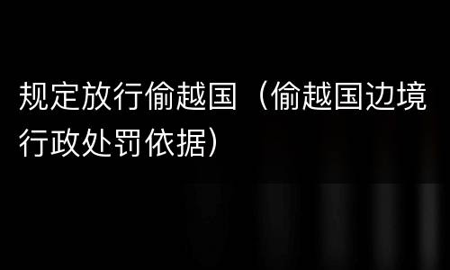 规定放行偷越国（偷越国边境行政处罚依据）