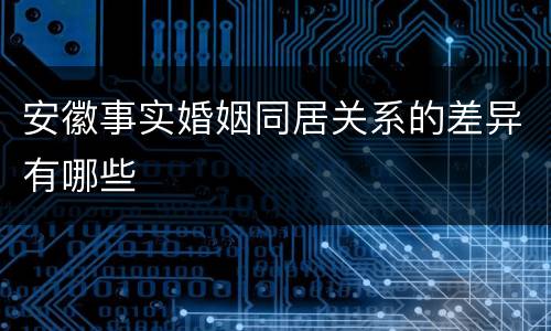 安徽事实婚姻同居关系的差异有哪些
