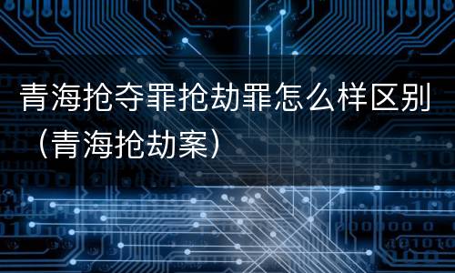 青海抢夺罪抢劫罪怎么样区别（青海抢劫案）
