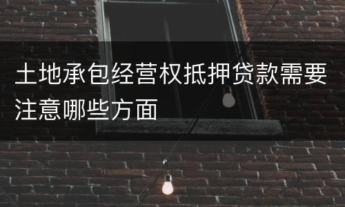 土地承包经营权抵押贷款需要注意哪些方面