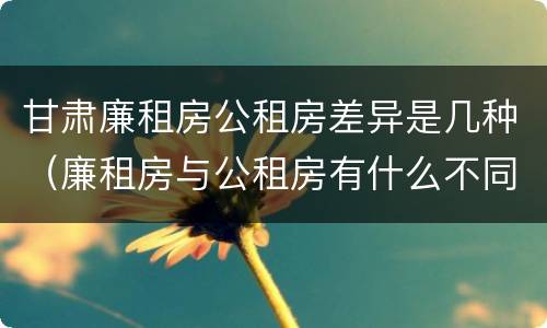 甘肃廉租房公租房差异是几种（廉租房与公租房有什么不同）