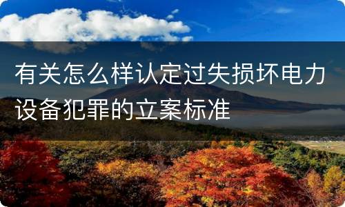 有关怎么样认定过失损坏电力设备犯罪的立案标准