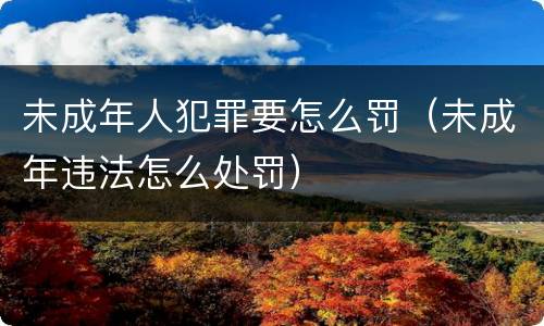 未成年人犯罪要怎么罚（未成年违法怎么处罚）