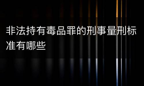 非法持有毒品罪的刑事量刑标准有哪些