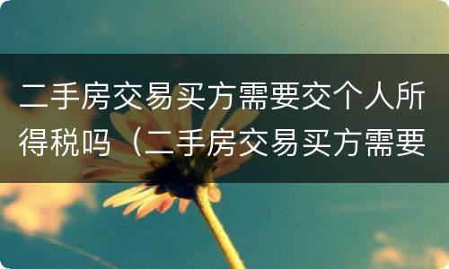 二手房交易买方需要交个人所得税吗（二手房交易买方需要交个人所得税吗）