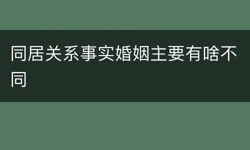 同居关系事实婚姻主要有啥不同