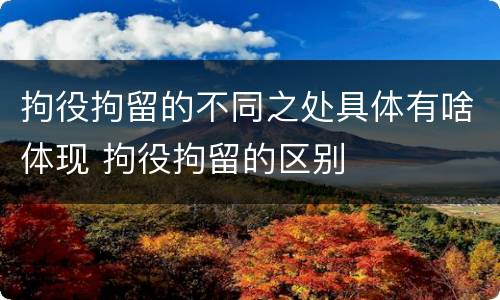 拘役拘留的不同之处具体有啥体现 拘役拘留的区别