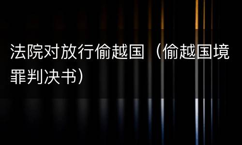 法院对放行偷越国（偷越国境罪判决书）