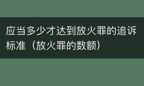 应当多少才达到放火罪的追诉标准（放火罪的数额）