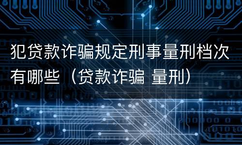 犯贷款诈骗规定刑事量刑档次有哪些（贷款诈骗 量刑）