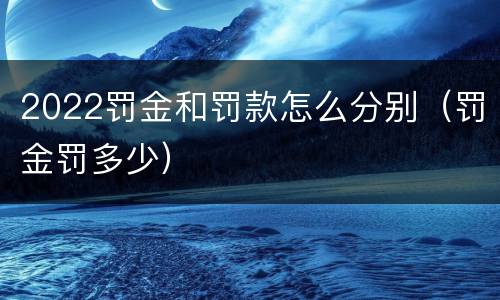 2022罚金和罚款怎么分别（罚金罚多少）