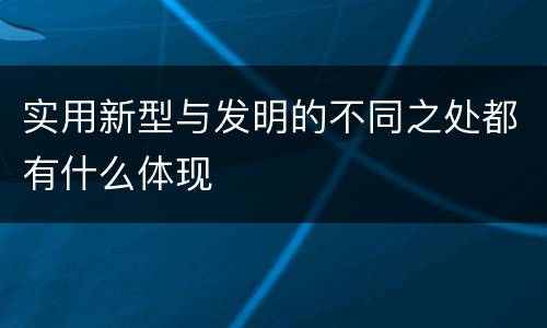 实用新型与发明的不同之处都有什么体现