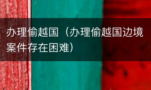 办理偷越国（办理偷越国边境案件存在困难）