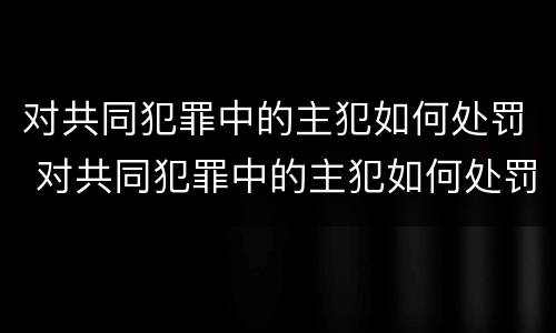 对共同犯罪中的主犯如何处罚 对共同犯罪中的主犯如何处罚他