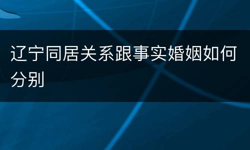 辽宁同居关系跟事实婚姻如何分别