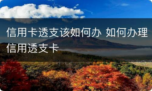 信用卡透支该如何办 如何办理信用透支卡