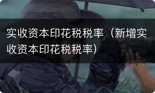 实收资本印花税税率（新增实收资本印花税税率）