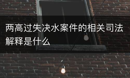 两高过失决水案件的相关司法解释是什么