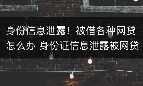 身份信息泄露！被借各种网贷怎么办 身份证信息泄露被网贷