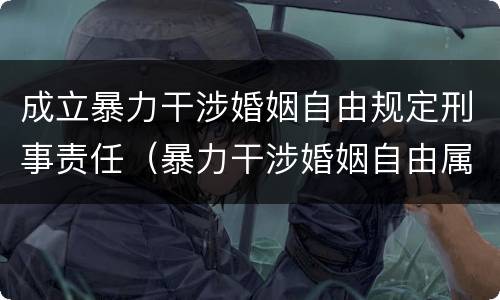 成立暴力干涉婚姻自由规定刑事责任（暴力干涉婚姻自由属于犯罪吗）